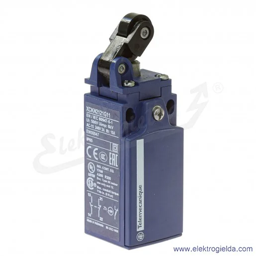 Wyłącznik krańcowy XCKN2121G11 1NO1NC, trzpień wciskany z rolką kątową Wyłącznik krańcowy XCKN2121G11 1NO1NC, trzpień wciskany z rolką kątową