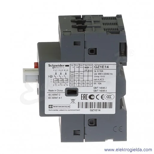 Wyłącznik silnikowy Termomagnetyczny GZ1E14 6,3-10A napęd przyciskowy Wyłącznik silnikowy Termomagnetyczny GZ1E14 6,3-10A napęd przyciskowy