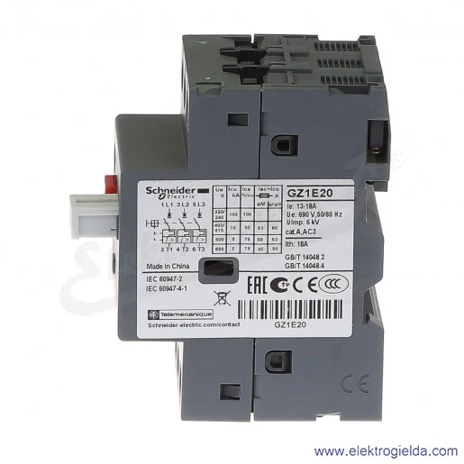 Wyłącznik silnikowy Termomagnetyczny GZ1E20 13-18A napęd przyciskowy Wyłącznik silnikowy Termomagnetyczny GZ1E20 13-18A napęd przyciskowy
