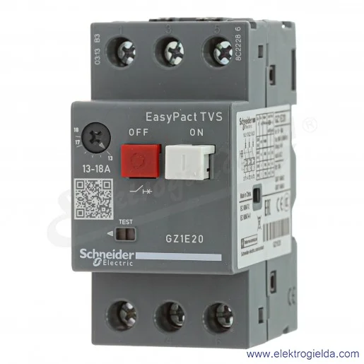 Wyłącznik silnikowy Termomagnetyczny GZ1E20 13-18A napęd przyciskowy Wyłącznik silnikowy Termomagnetyczny GZ1E20 13-18A napęd przyciskowy