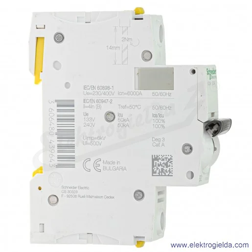 Wyłącznik nadprądowy iC60N-B2-1 B 2A 1-biegunowy Wyłącznik nadprądowy iC60N-B2-1 B 2A 1-biegunowy