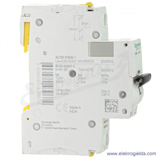 Wyłącznik nadprądowy iC60N-B10-1 B 10A 1-biegunowy Wyłącznik nadprądowy iC60N-B10-1 B 10A 1-biegunowy