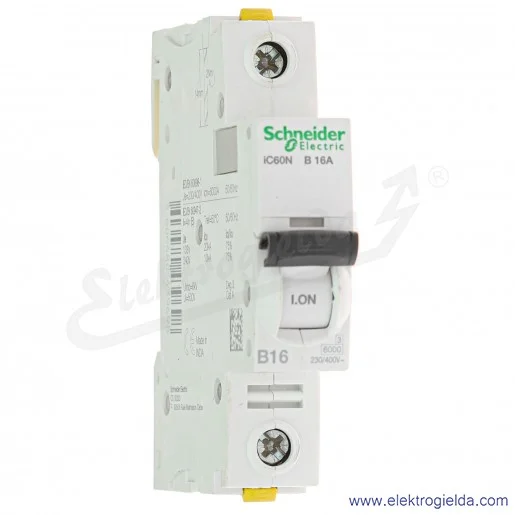 Wyłącznik nadprądowy iC60N-B16-1 B 16A 1-biegunowy Wyłącznik nadprądowy iC60N-B16-1 B 16A 1-biegunowy