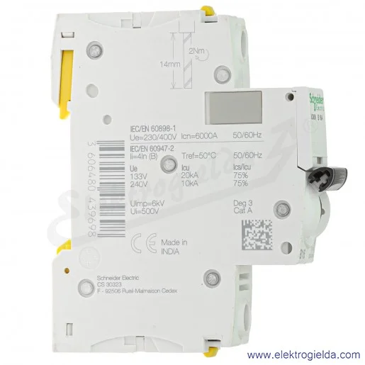 Wyłącznik nadprądowy iC60N-B16-1 B 16A 1-biegunowy Wyłącznik nadprądowy iC60N-B16-1 B 16A 1-biegunowy