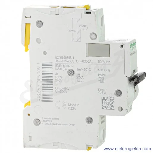 Wyłącznik nadprądowy iC60N-C16-1 C 16A 1-biegunowy Wyłącznik nadprądowy iC60N-C16-1 C 16A 1-biegunowy