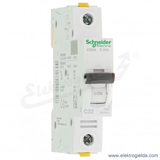 Wyłącznik nadprądowy iC60N-C32-1 C 32A 1-biegunowy Wyłącznik nadprądowy iC60N-C32-1 C 32A 1-biegunowy