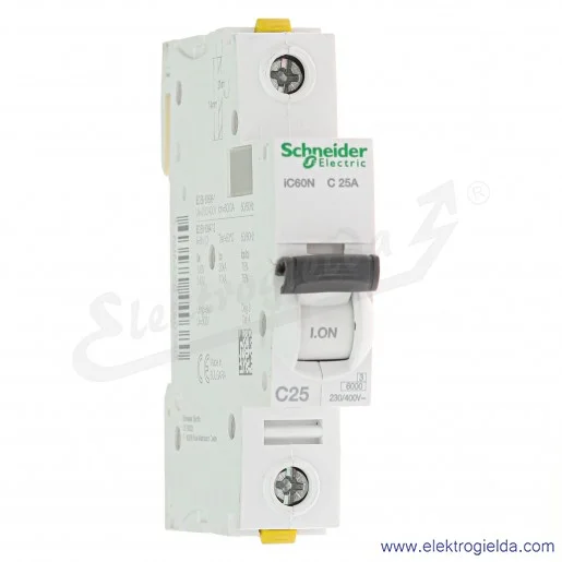 Wyłącznik nadprądowy iC60N-C25-1 C 25A 1-biegunowy Wyłącznik nadprądowy iC60N-C25-1 C 25A 1-biegunowy