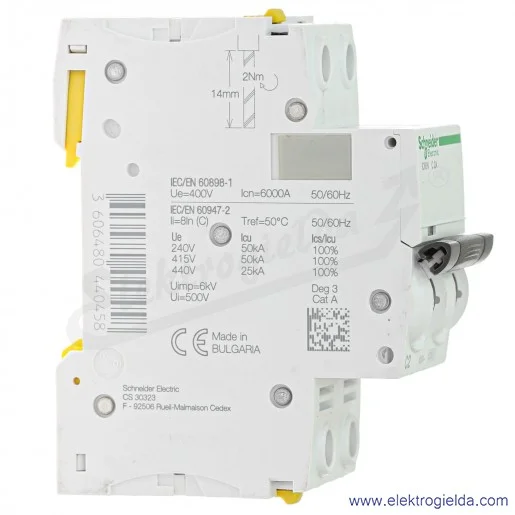Wyłącznik nadprądowy iC60N-C2-2 C 2A 2-biegunowy Wyłącznik nadprądowy iC60N-C2-2 C 2A 2-biegunowy