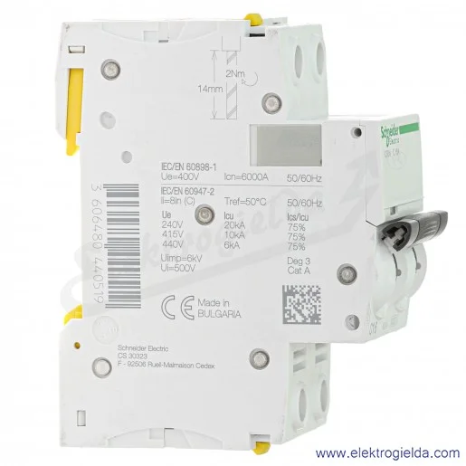 Wyłącznik nadprądowy iC60N-C16-2 C 16A 2-biegunowy Wyłącznik nadprądowy iC60N-C16-2 C 16A 2-biegunowy