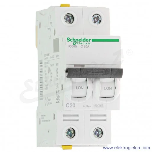 Wyłącznik nadprądowy iC60N-C20-2 C 20A 2-biegunowy Wyłącznik nadprądowy iC60N-C20-2 C 20A 2-biegunowy