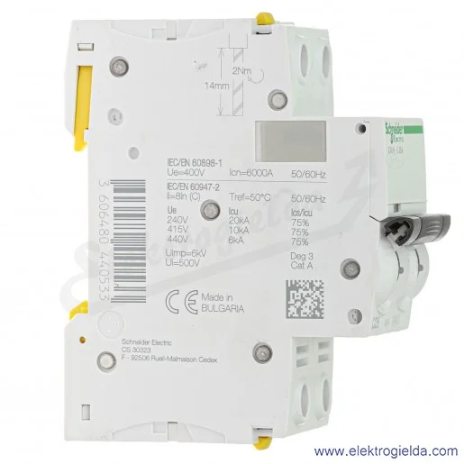 Wyłącznik nadprądowy iC60N-C25-2 C 25A 2-biegunowy Wyłącznik nadprądowy iC60N-C25-2 C 25A 2-biegunowy