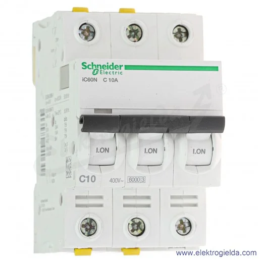 Wyłącznik nadprądowy iC60N-C10-3 C 10A 3-biegunowy Wyłącznik nadprądowy iC60N-C10-3 C 10A 3-biegunowy