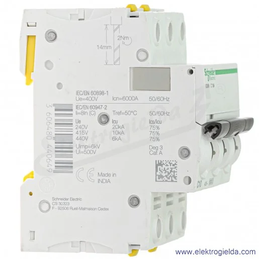 Wyłącznik nadprądowy iC60N-C10-3 C 10A 3-biegunowy Wyłącznik nadprądowy iC60N-C10-3 C 10A 3-biegunowy