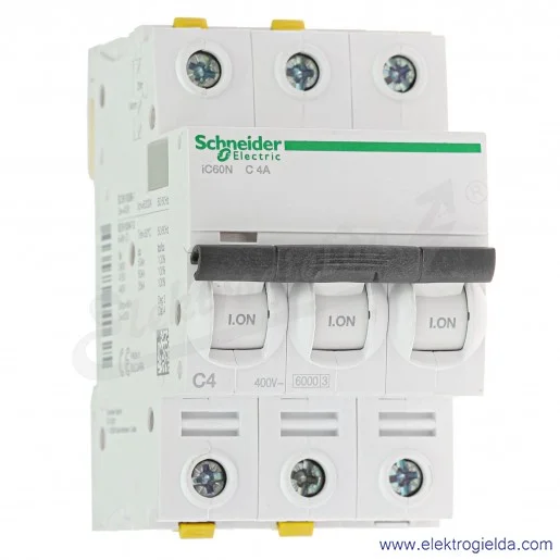 Wyłącznik nadprądowy iC60N-C4-3 C 4A 3-biegunowy Wyłącznik nadprądowy iC60N-C4-3 C 4A 3-biegunowy