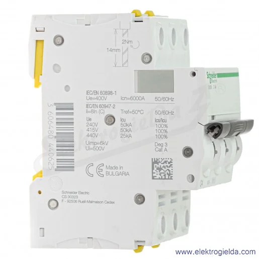 Wyłącznik nadprądowy iC60N-C4-3 C 4A 3-biegunowy Wyłącznik nadprądowy iC60N-C4-3 C 4A 3-biegunowy