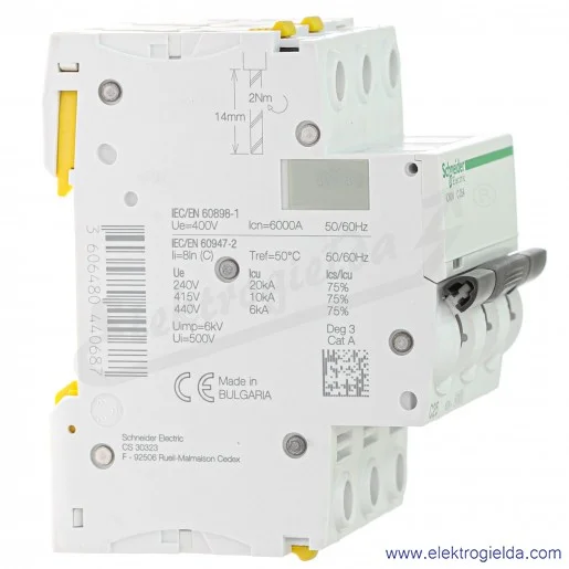 Wyłącznik nadprądowy iC60N-C25-3 C 25A 3-biegunowy Wyłącznik nadprądowy iC60N-C25-3 C 25A 3-biegunowy
