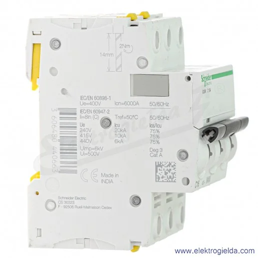 Wyłącznik nadprądowy iC60N-C16-3 C 16A 3-biegunowy Wyłącznik nadprądowy iC60N-C16-3 C 16A 3-biegunowy