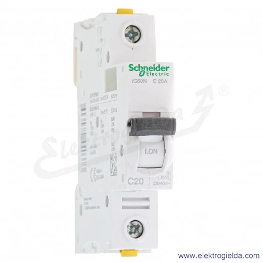Wyłącznik nadprądowy iC60N-C20-1 C 20A 1-biegunowy Wyłącznik nadprądowy iC60N-C20-1 C 20A 1-biegunowy