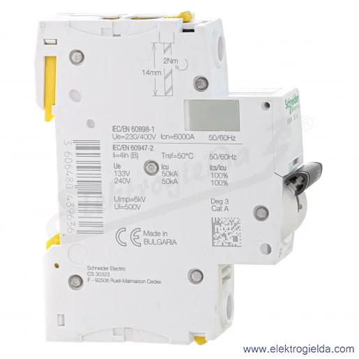 Wyłącznik nadprądowy iC60N 1P B1A 6kA ACTI9 A9F03101 Wyłącznik nadprądowy iC60N 1P B1A 6kA ACTI9 A9F03101