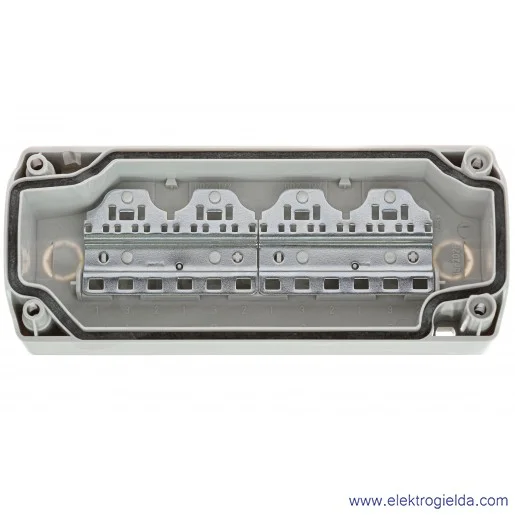 Kaseta pusta XALD04 szara, 4 otworowa 22mm, IP66 Kaseta pusta XALD04 szara, 4 otworowa 22mm, IP66