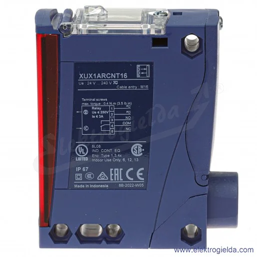 Czujnik fotoelektryczny XUX1ARCNT16 refleksyjny, 24..240VAC/DC, 1xC/O, 3A Czujnik fotoelektryczny XUX1ARCNT16 refleksyjny, 24..240VAC/DC, 1xC/O, 3A