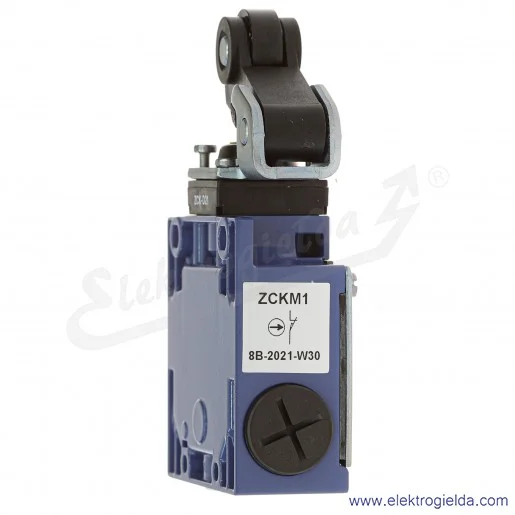 Wyłącznik krańcowy XCKM121, 2P 1NC+1NO migowe, dźwignia z rolką Wyłącznik krańcowy XCKM121, 2P 1NC+1NO migowe, dźwignia z rolką