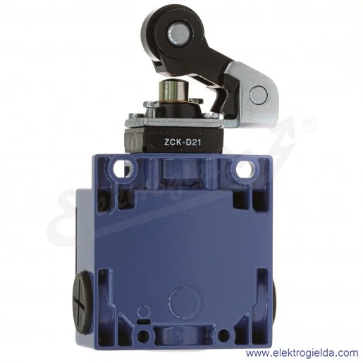 Wyłącznik krańcowy XCKM121, 2P 1NC+1NO migowe, dźwignia z rolką Wyłącznik krańcowy XCKM121, 2P 1NC+1NO migowe, dźwignia z rolką