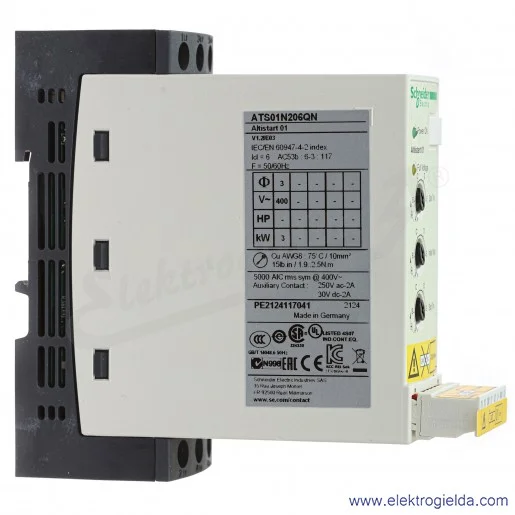 Softstart ATS01N206QN, 1.5-3kW 6A, 3 fazowy 380-415VAC Softstart ATS01N206QN, 1.5-3kW 6A, 3 fazowy 380-415VAC