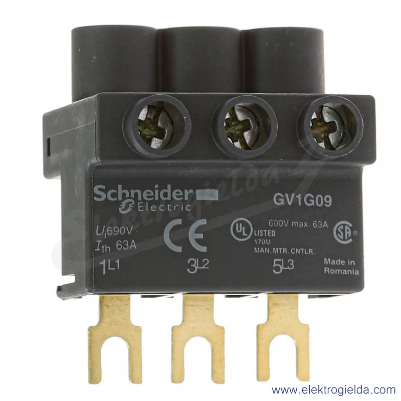 Blok zasilający GV1G09 zestaw szyn od góry Blok zasilający GV1G09 zestaw szyn od góry