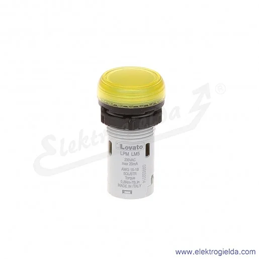 Lampka sygnalizacyjna LPMLM5 230VAC żółta, LED, jednoczęściowa IP66 Lampka sygnalizacyjna LPMLM5 230VAC żółta, LED, jednoczęściowa IP66