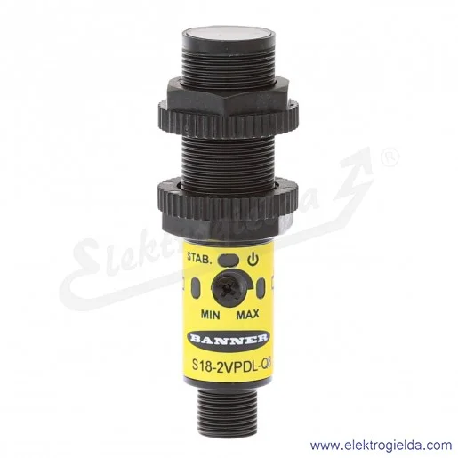 Czujnik odbiciowy 42167, S18-2VPDL-Q8, 1-750mm, PNP, M12 4P, 10..30VDC, obudowa plastikowa Czujnik odbiciowy 42167, S18-2VPDL-Q8, 1-750mm, PNP, M12 4P, 10..30VDC, obudowa plastikowa