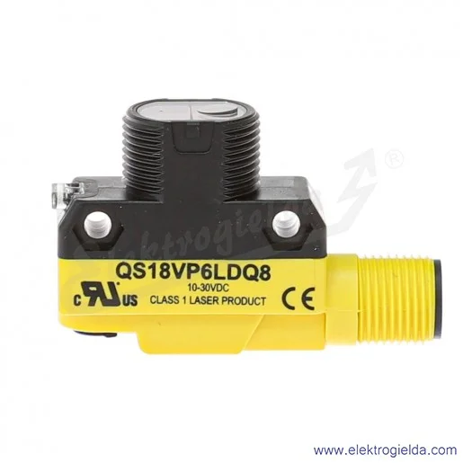 Czujnik odbiciowy 73045, QS18VP6LDQ8 laserowy, 0-300mm, NO/NC, 10-30VDC, PNP, M12 Czujnik odbiciowy 73045, QS18VP6LDQ8 laserowy, 0-300mm, NO/NC, 10-30VDC, PNP, M12