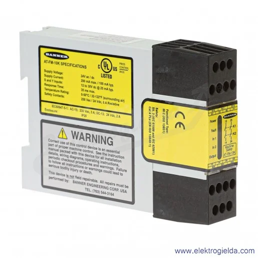 Przekaźnik bezpieczeństwa 3060698, AT-FM-10K Moduł sterowania 2-recznego, 24VAC/DC Przekaźnik bezpieczeństwa 3060698, AT-FM-10K Moduł sterowania 2-recznego, 24VAC/DC
