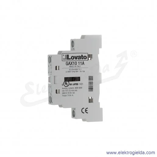 Styk pomocniczy GAX1011A 1NO+1NC do rozłączników GA..A, GA040D, GA063SA Styk pomocniczy GAX1011A 1NO+1NC do rozłączników GA..A, GA040D, GA063SA