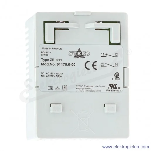 Termostat do ogrzewania i chłodzenia 01175.0-00, ZR011, 1NC -10...+50°C, 1NO +20...+80°C, 250VAC, IP20 Termostat do ogrzewania i chłodzenia 01175.0-00, ZR011, 1NC -10...+50°C, 1NO +20...+80°C, 250VAC, IP20