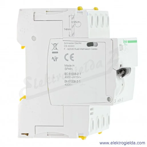 Wyłącznik różnicowo-prądowy A9Z11425, iID 4P, 25A, 30mA, typ AC Wyłącznik różnicowo-prądowy A9Z11425, iID 4P, 25A, 30mA, typ AC