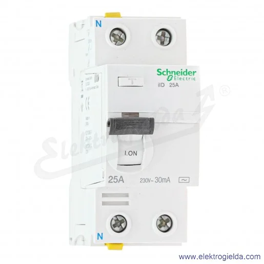 Wyłącznik różnicowoprądowy A9Z11225, iID 2P, 25A, 30mA, typ AC, 0.03A Wyłącznik różnicowoprądowy A9Z11225, iID 2P, 25A, 30mA, typ AC, 0.03A