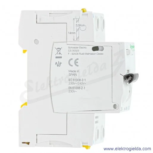 Wyłącznik różnicowoprądowy A9Z11225, iID 2P, 25A, 30mA, typ AC, 0.03A Wyłącznik różnicowoprądowy A9Z11225, iID 2P, 25A, 30mA, typ AC, 0.03A