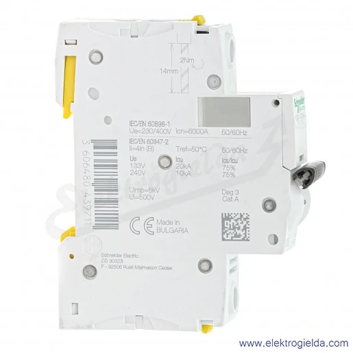 Wyłącznik nadprądowy iC60N-B25-1 B 25A 1-biegunowy Wyłącznik nadprądowy iC60N-B25-1 B 25A 1-biegunowy