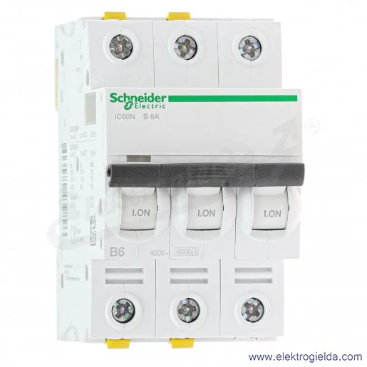 Wyłącznik nadprądowy iC60N-B6-3 B 6A 3-biegunowy Wyłącznik nadprądowy iC60N-B6-3 B 6A 3-biegunowy