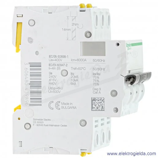 Wyłącznik nadprądowy iC60N-B6-3 B 6A 3-biegunowy Wyłącznik nadprądowy iC60N-B6-3 B 6A 3-biegunowy