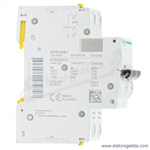 Wyłącznik nadprądowy iC60N-B10-2 B 10A 2-biegunowy Wyłącznik nadprądowy iC60N-B10-2 B 10A 2-biegunowy
