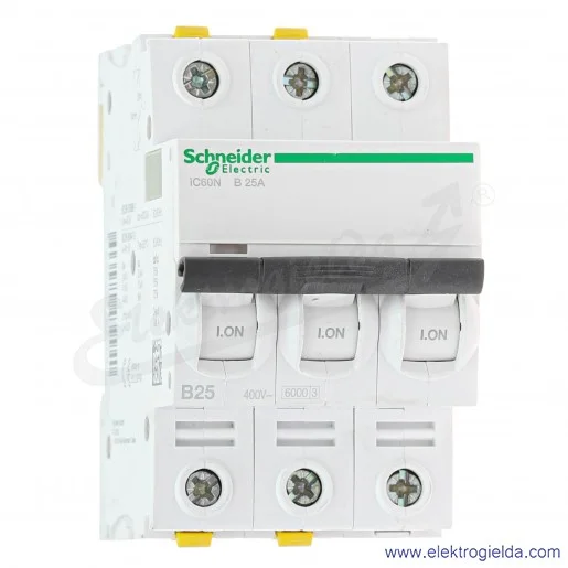 Wyłącznik nadprądowy iC60N-B25-3 B 25A 3-biegunowy Wyłącznik nadprądowy iC60N-B25-3 B 25A 3-biegunowy