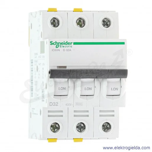 Wyłącznik nadprądowy iC60N-D32-3 D 32A 3-biegunowy Wyłącznik nadprądowy iC60N-D32-3 D 32A 3-biegunowy