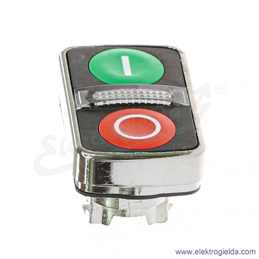 Napęd przycisku ZB4BW7A374 dwuklawiszowy, zielony płaski "I", czerwony płaski "O", samopowrotny do podświetlenia LED, IP66