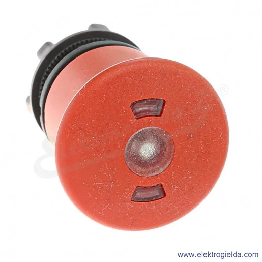 Napęd przycisku ZB5AT8643M czerwony grzybek fi 40mm, ryglowany podświetlany, odryglowywany przez pociągnięcie Napęd przycisku ZB5AT8643M czerwony grzybek fi 40mm, ryglowany podświetlany, odryglowywany przez pociągnięcie
