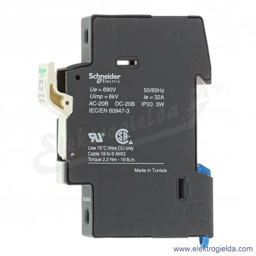 Podstawa bezpiecznikowa DF101, 10x38mm, 1P, 32A TeSys Podstawa bezpiecznikowa DF101, 10x38mm, 1P, 32A TeSys