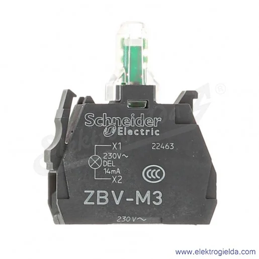 Moduł podświetlający ZBVM3 zielony LED 230VAC Moduł podświetlający ZBVM3 zielony LED 230VAC