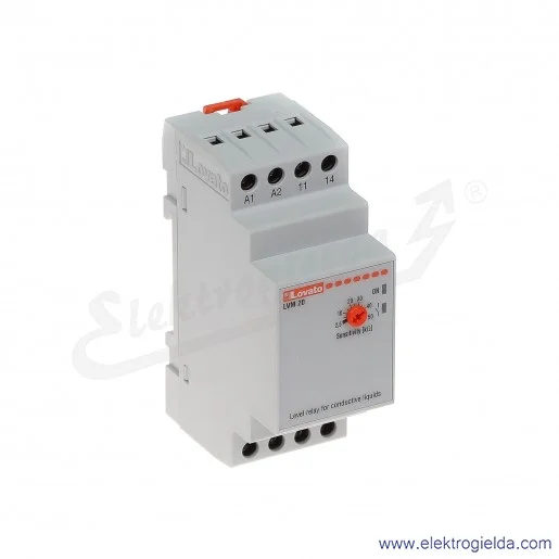 Przekaźnik kotroli poziomu LVM20A240 Uz 220...240VAC, styk 1C/O, regulowana czułość 2,5...50kOhm Przekaźnik kotroli poziomu LVM20A240 Uz 220...240VAC, styk 1C/O, regulowana czułość 2,5...50kOhm