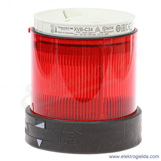 Moduł świetlny XVBC34 czerwony fi 70mm, bez żarówki ba15d, IP66 Moduł świetlny XVBC34 czerwony fi 70mm, bez żarówki ba15d, IP66